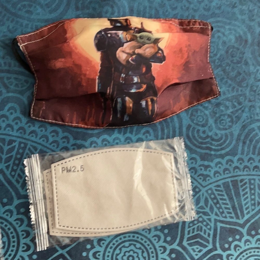 6/$20 New Mandalorian and Baby Yoda adjustable face mask
